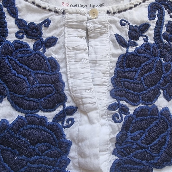 Odd Molly Sz 1 (Small) Blouse Tunic Embroided 100% Cotton - Picture 4 of 12